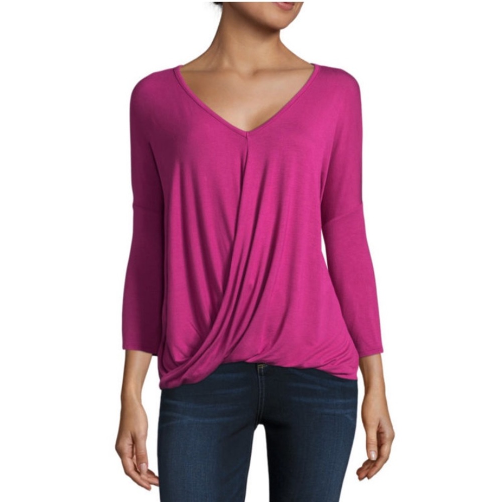 NWT a.n.a V-Neck 3/4 Sleeve Twist Front Blouse